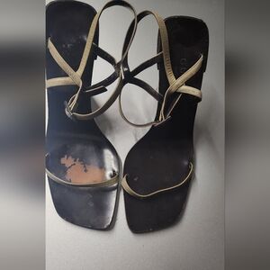 Gucci Black Sandals with Tan Straps
